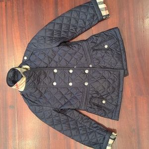 Navy blue quilted kids Burberry coat
